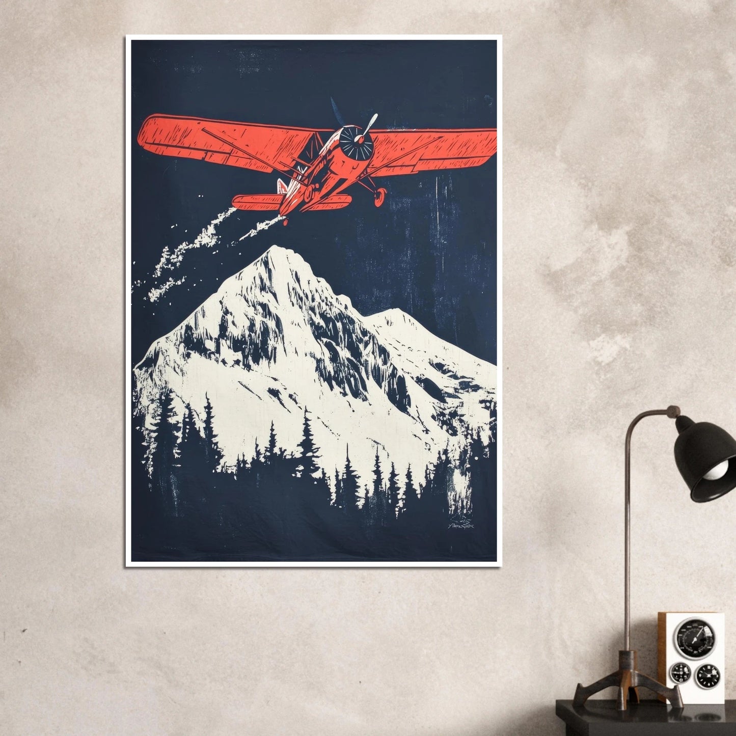 Airplane over mountain poster - Sillystroke