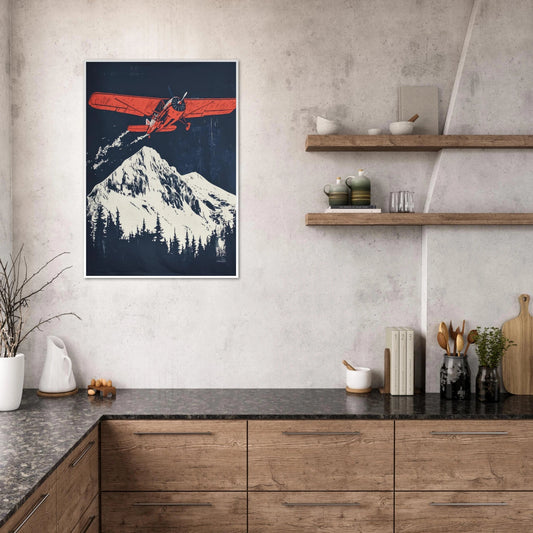 Airplane over mountain poster - Sillystroke