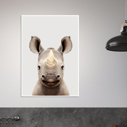 Baby Rhino Portrait Poster - Sillystroke