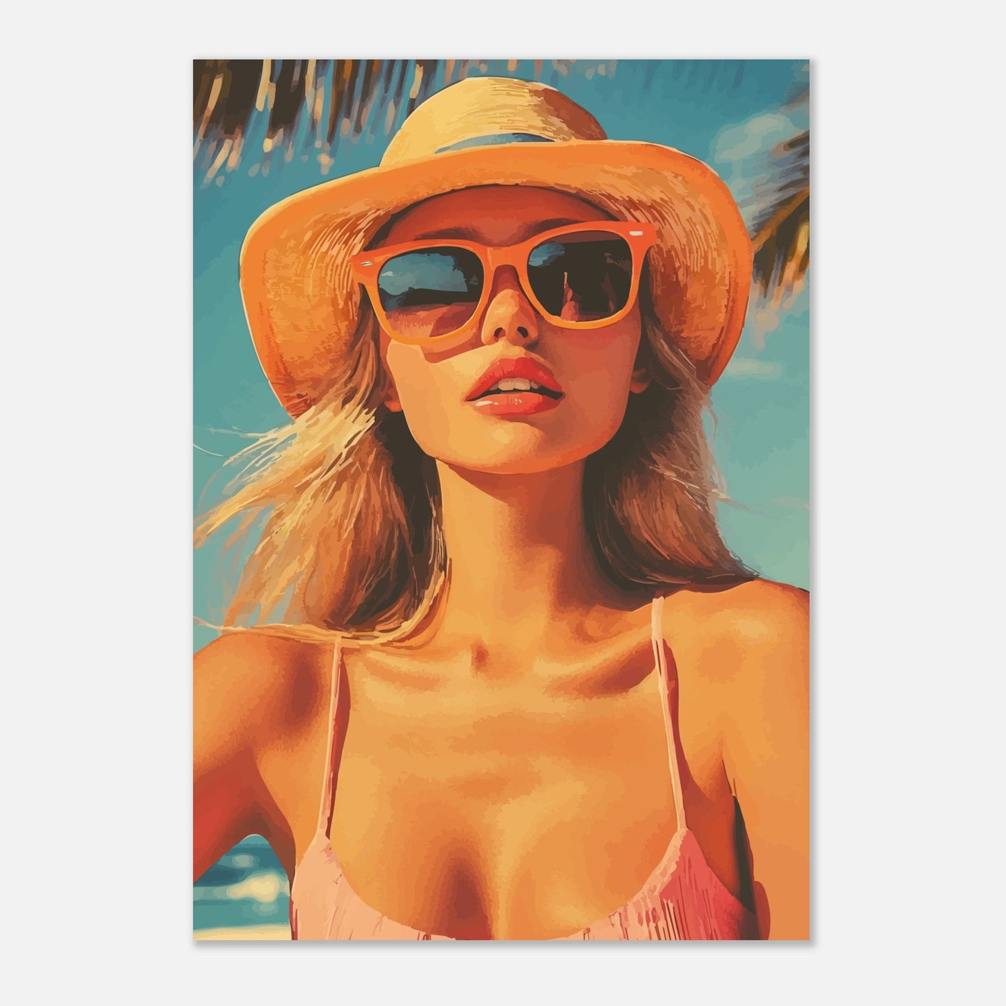 Beach woman portrait poster - Sillystroke