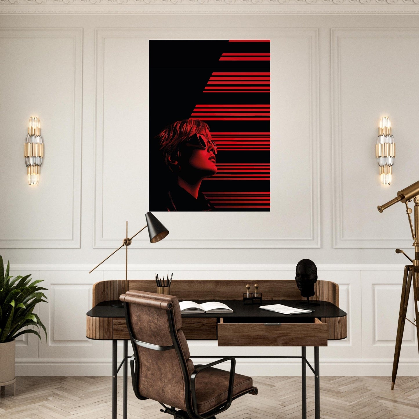 Black and red striped woman poster - Sillystroke