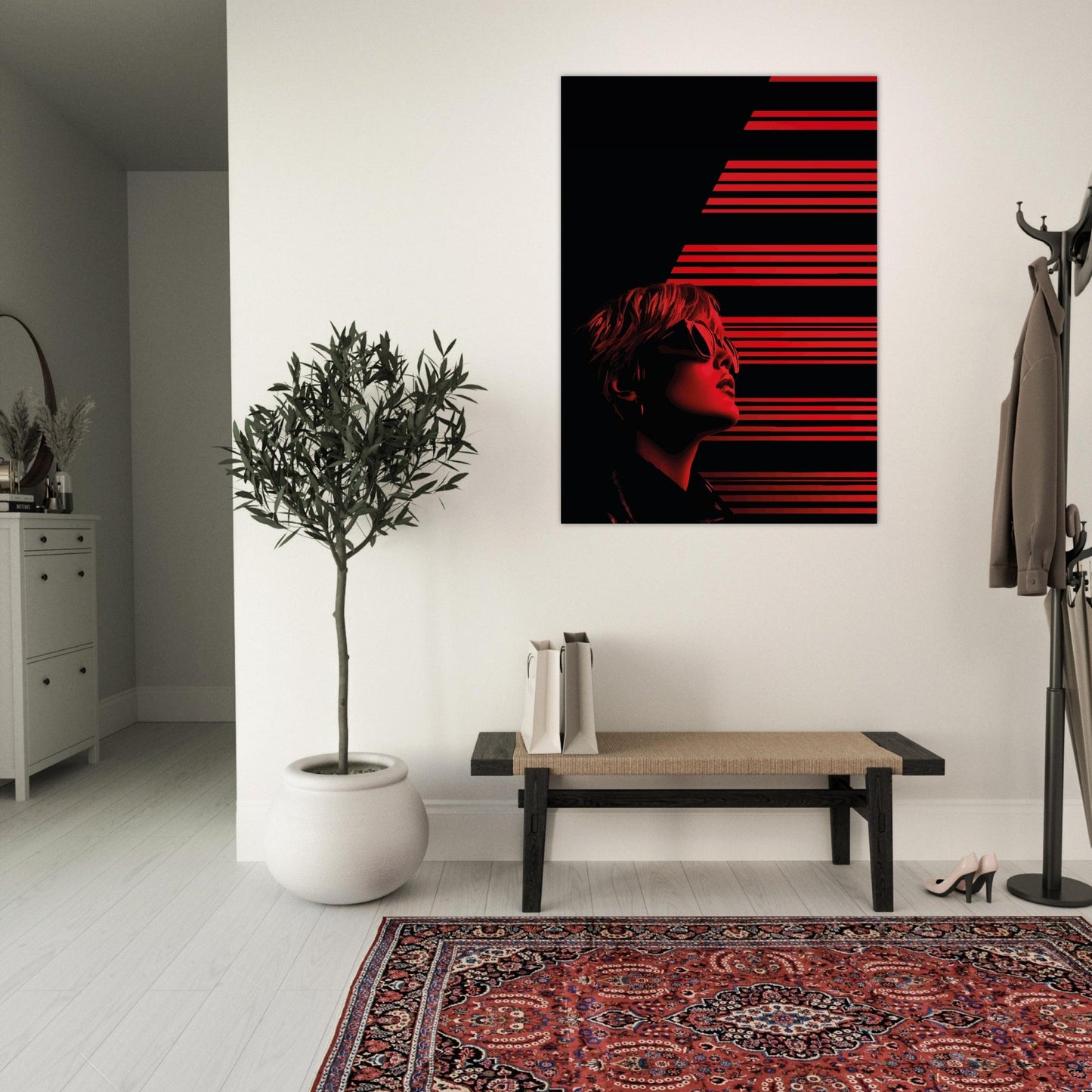 Black and red striped woman poster - Sillystroke