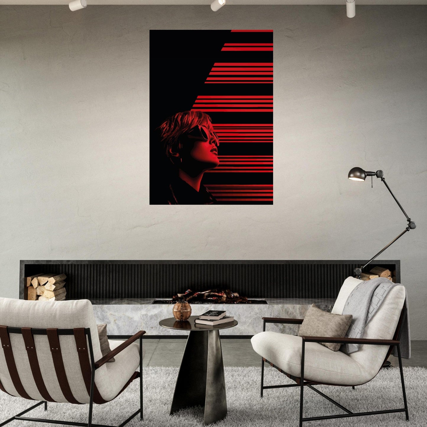 Black and red striped woman poster - Sillystroke
