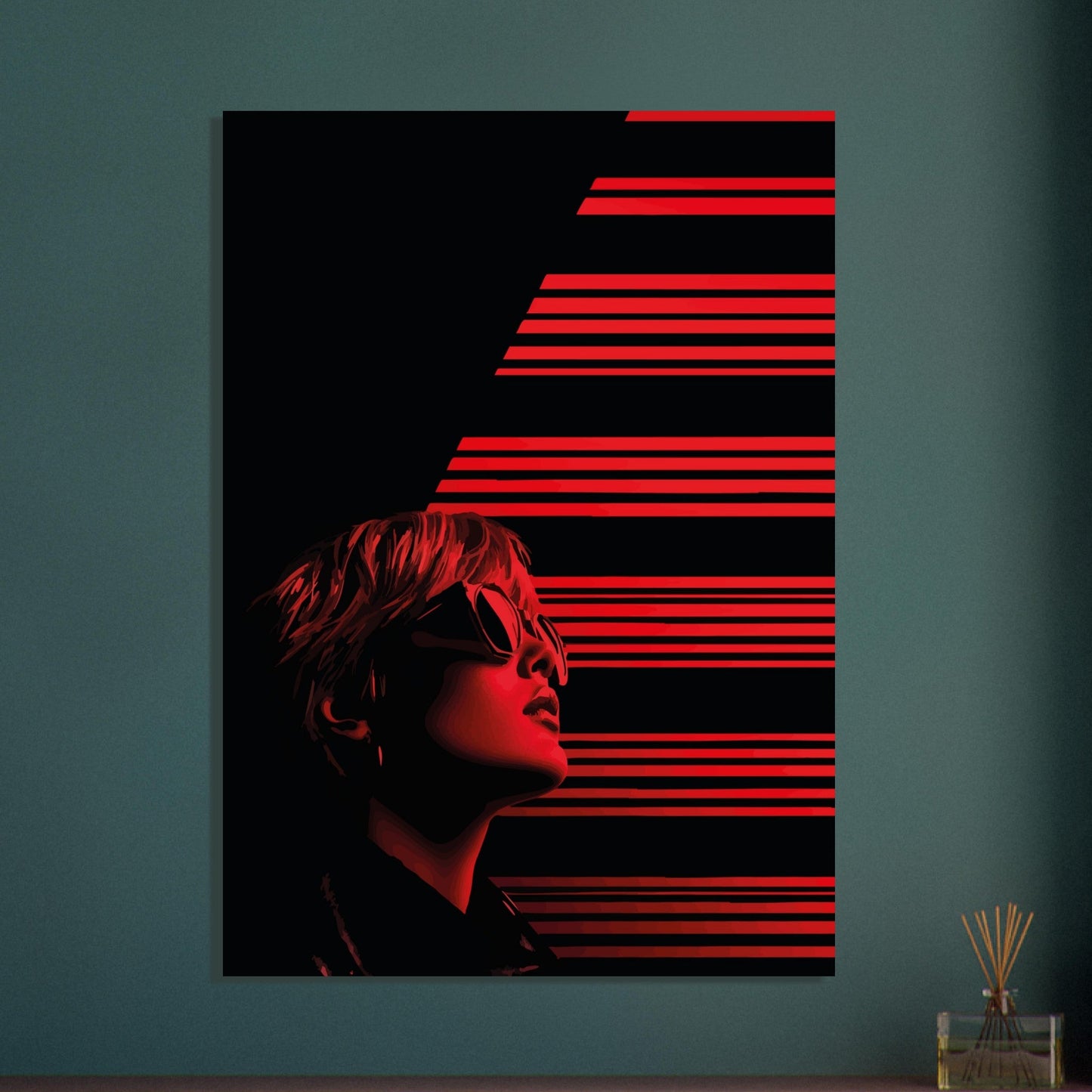 Black and red striped woman poster - Sillystroke