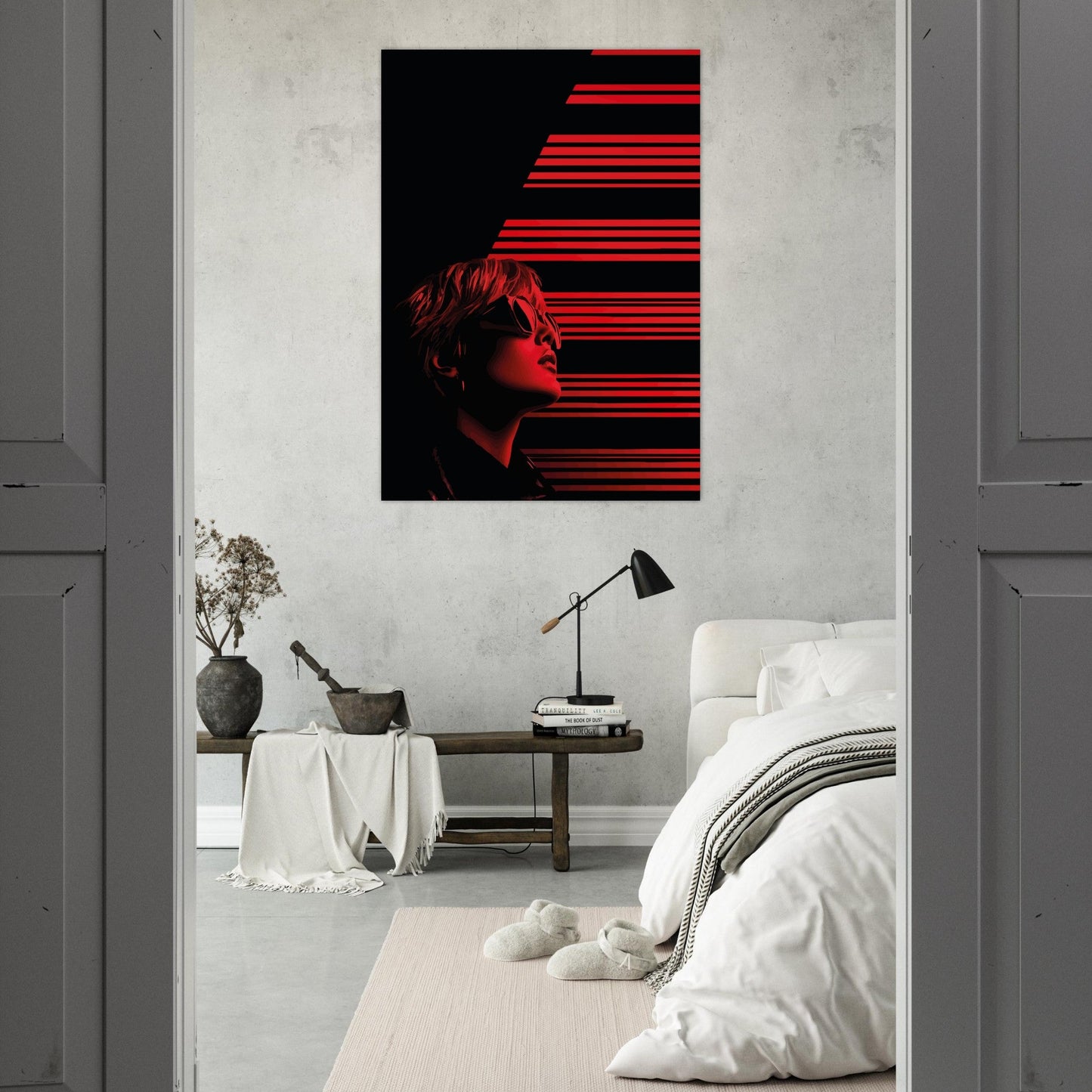 Black and red striped woman poster - Sillystroke