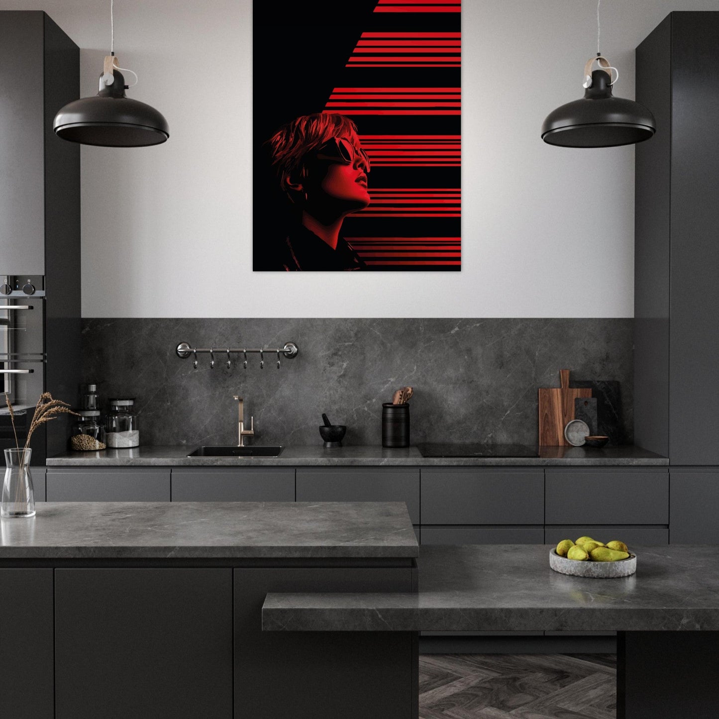 Black and red striped woman poster - Sillystroke