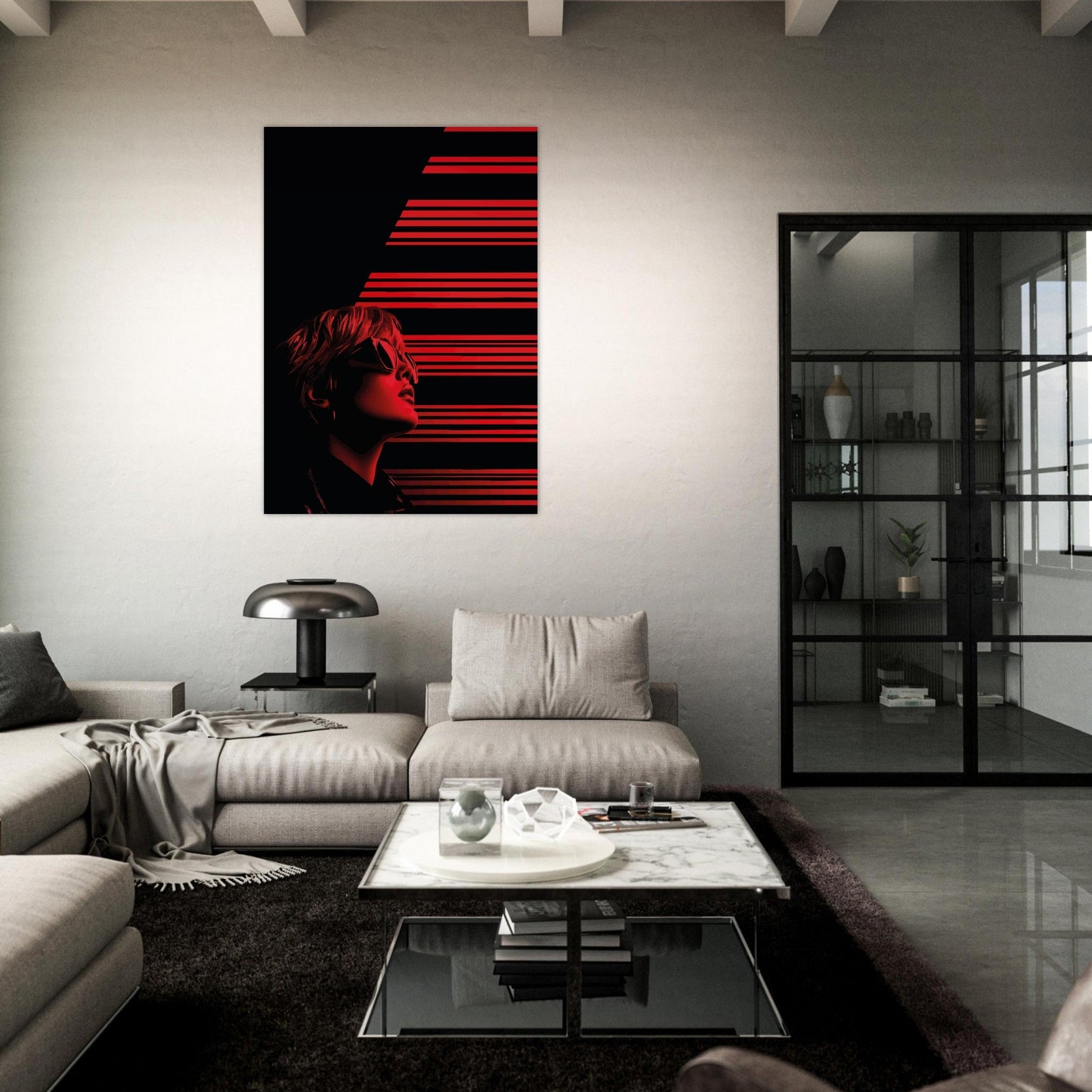 Black and red striped woman poster - Sillystroke