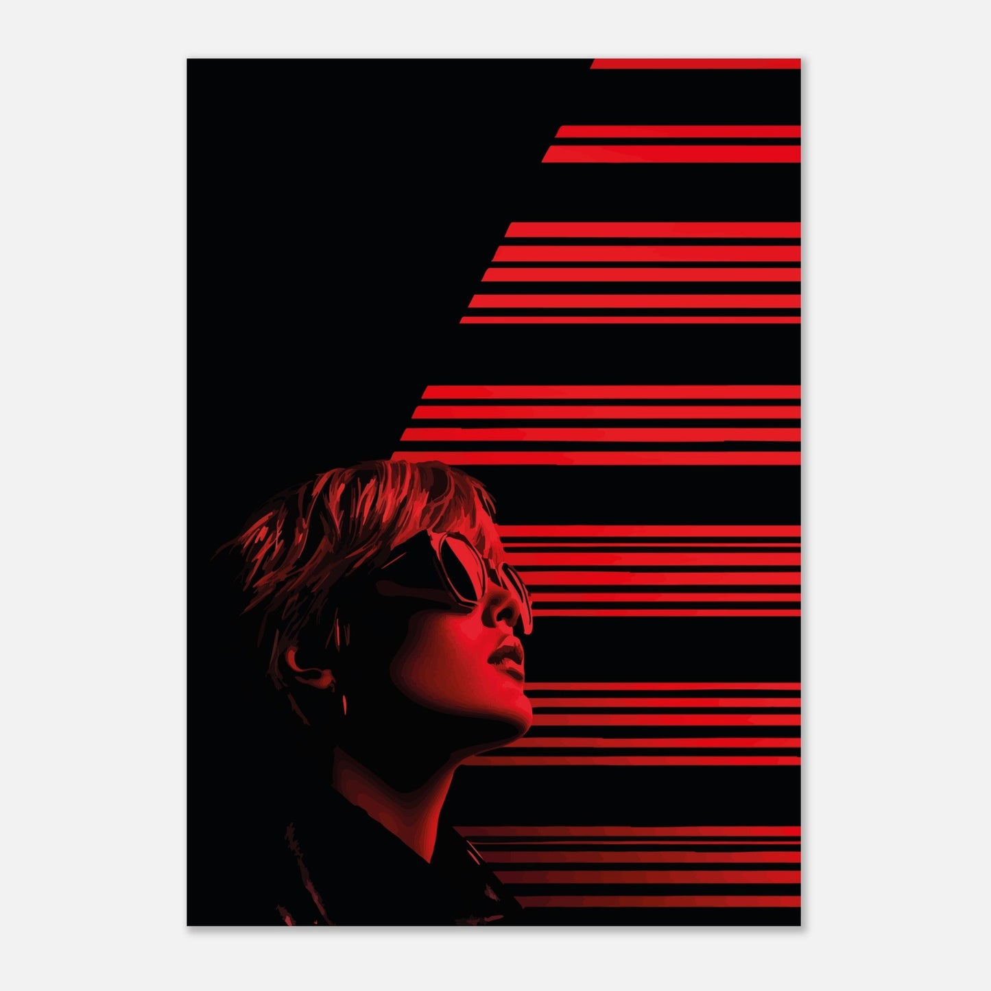 Black and red striped woman poster - Sillystroke