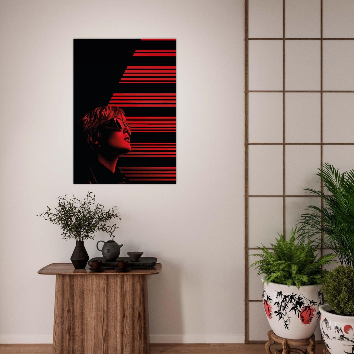 Black and red striped woman poster - Sillystroke
