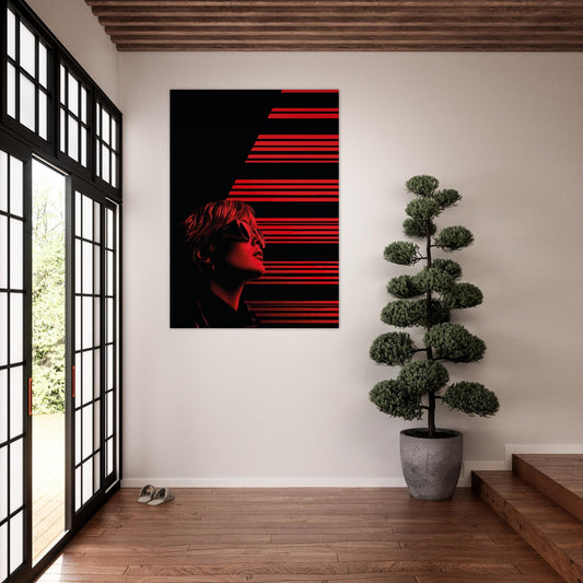 Black and red striped woman poster - Sillystroke