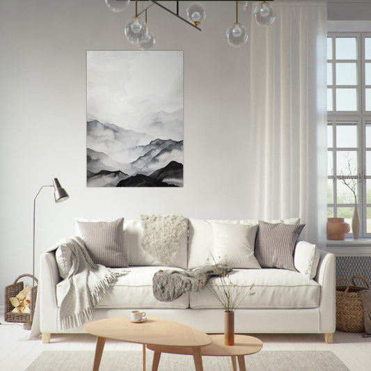 Black and white mountain view poster - Sillystroke