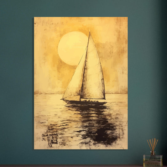 Boat at sunset poster - Sillystroke