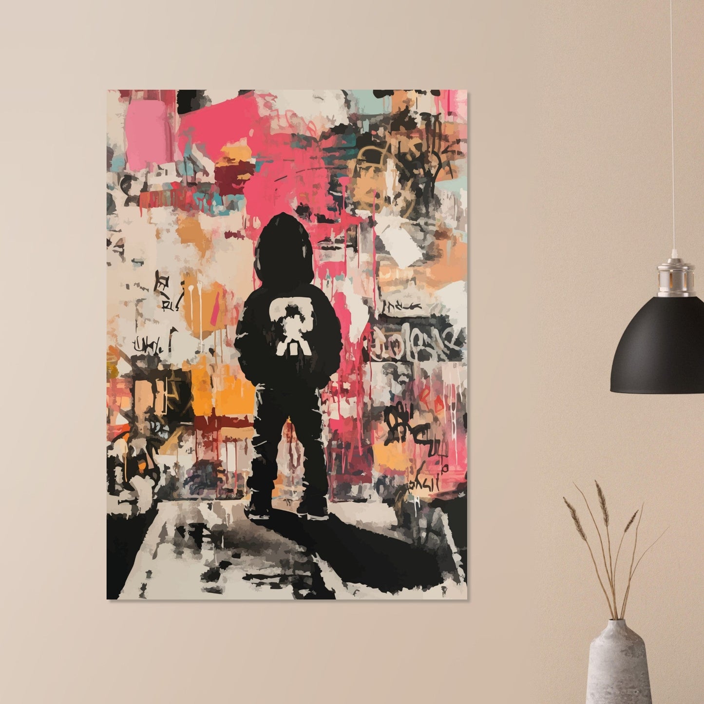 Boy gazing at street wall poster - Sillystroke