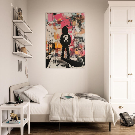 Boy gazing at street wall poster - Sillystroke