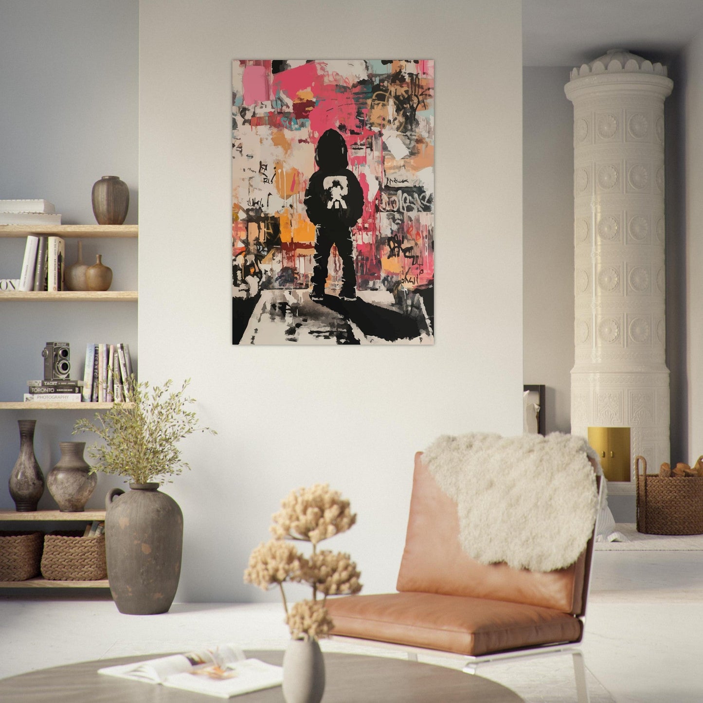 Boy gazing at street wall poster - Sillystroke