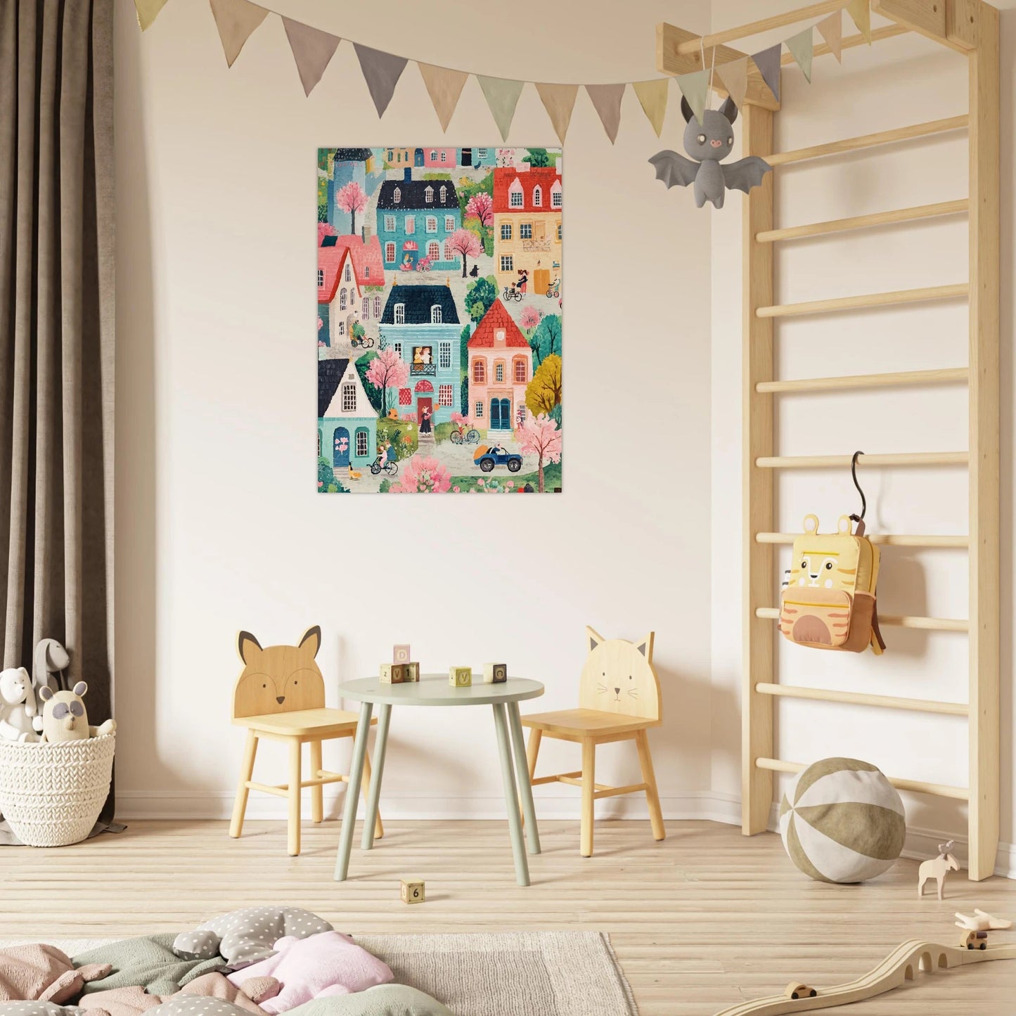 Charming small town illustration poster - Sillystroke