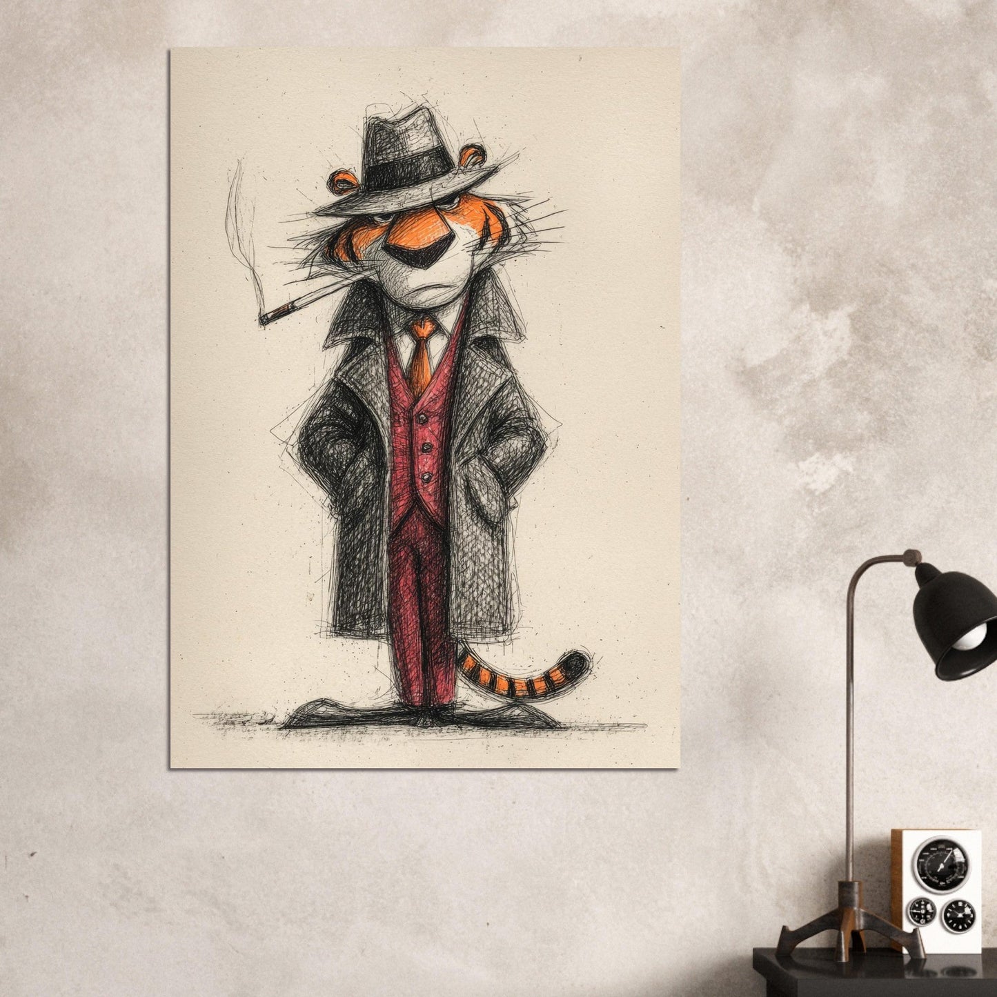 Cigar smoking tiger poster - Sillystroke