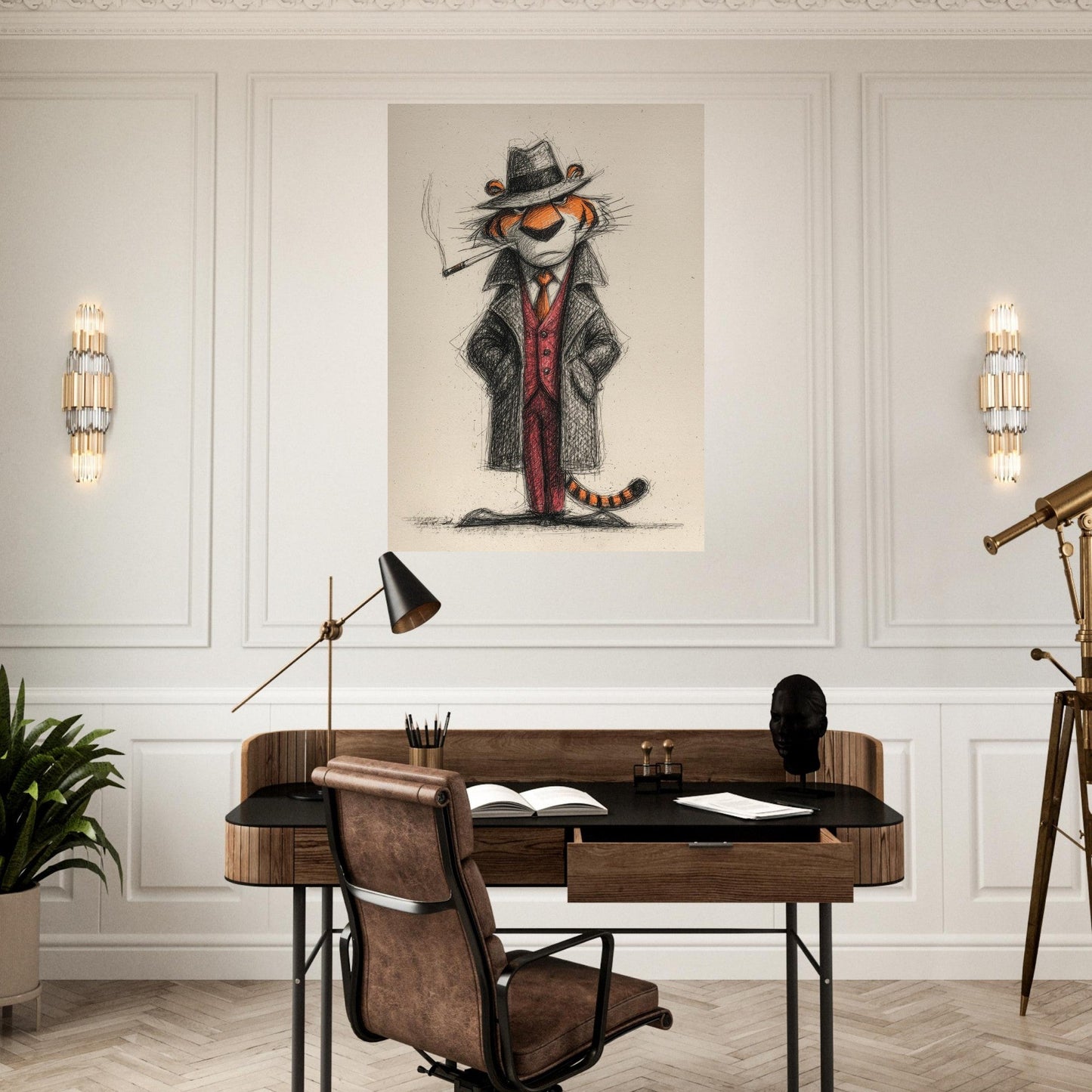 Cigar smoking tiger poster - Sillystroke