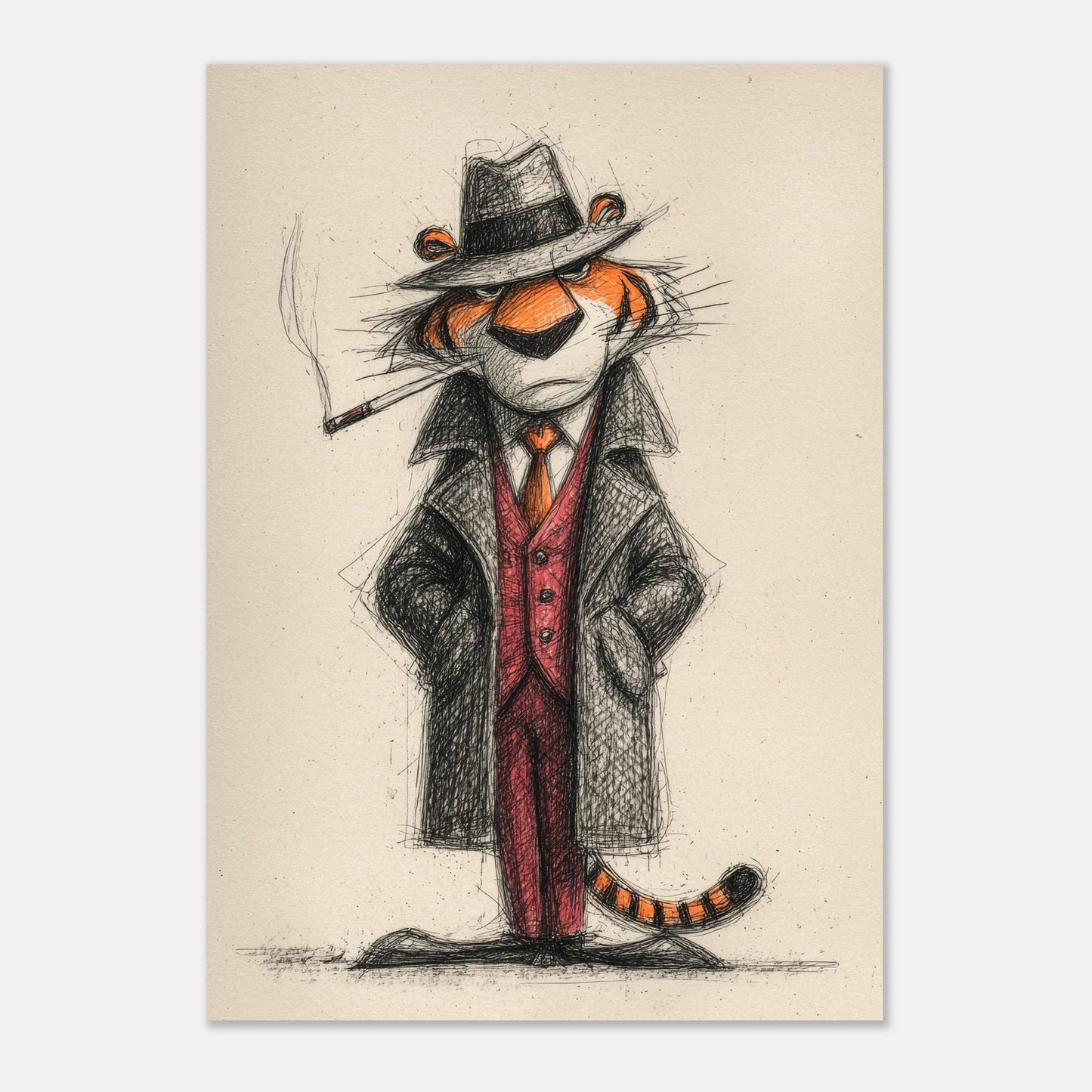 Cigar smoking tiger poster - Sillystroke