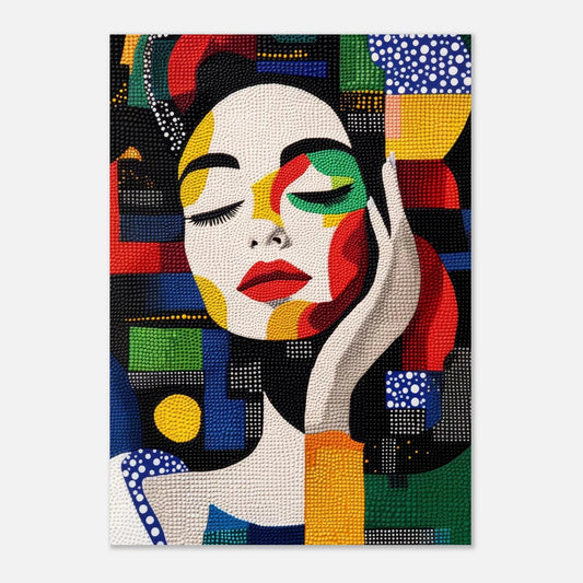 Colorful abstract woman dot painting poster - Sillystroke