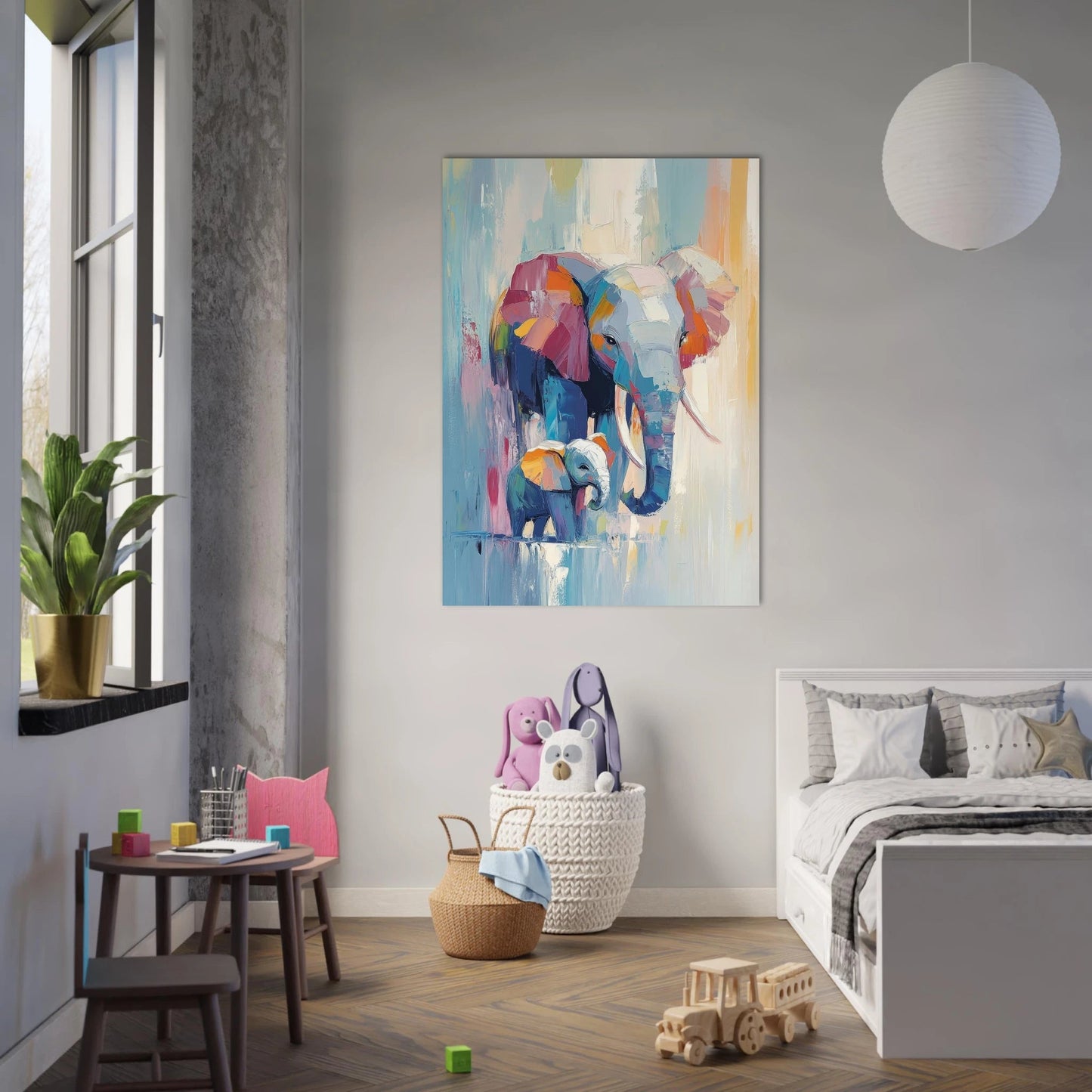 Colorful elephant family poster - Sillystroke