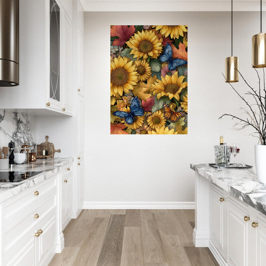 Colorful Flower & Butterflies Poster - Sillystroke