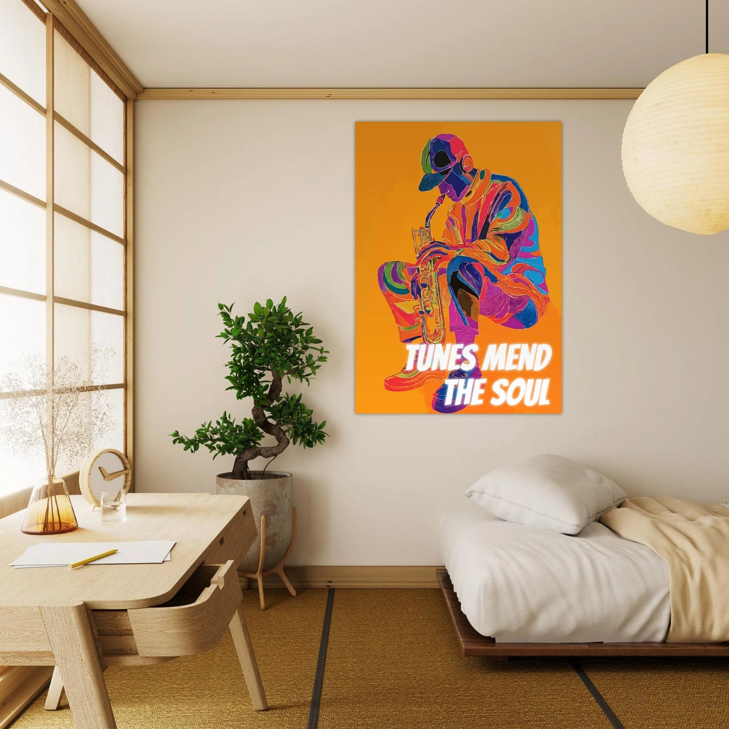 Colorful saxophone player poster - Sillystroke