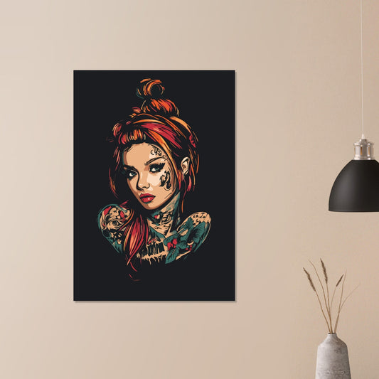 Colorful tattooed portrait poster - Sillystroke