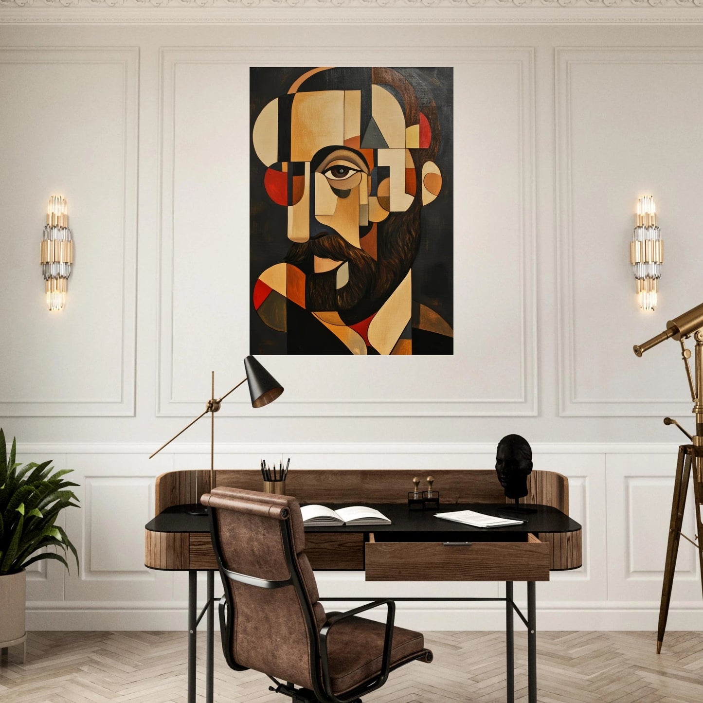 Cubist man portrait poster - Sillystroke