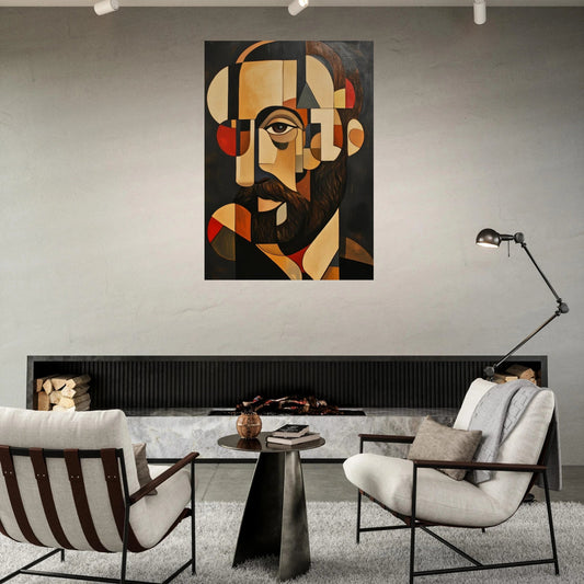 Cubist man portrait poster - Sillystroke