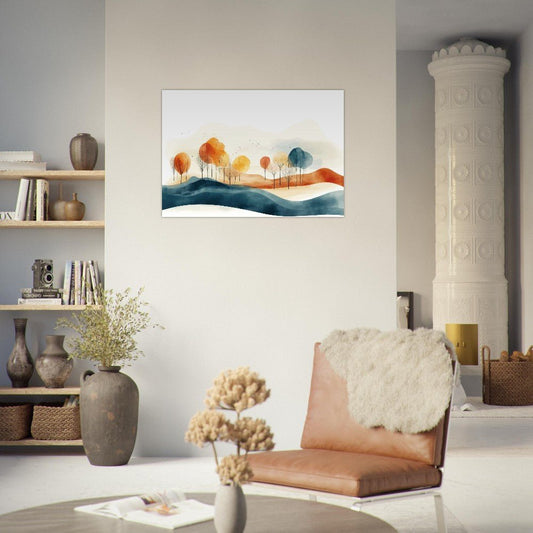 Curvy pattern autumn landscape poster - Sillystroke