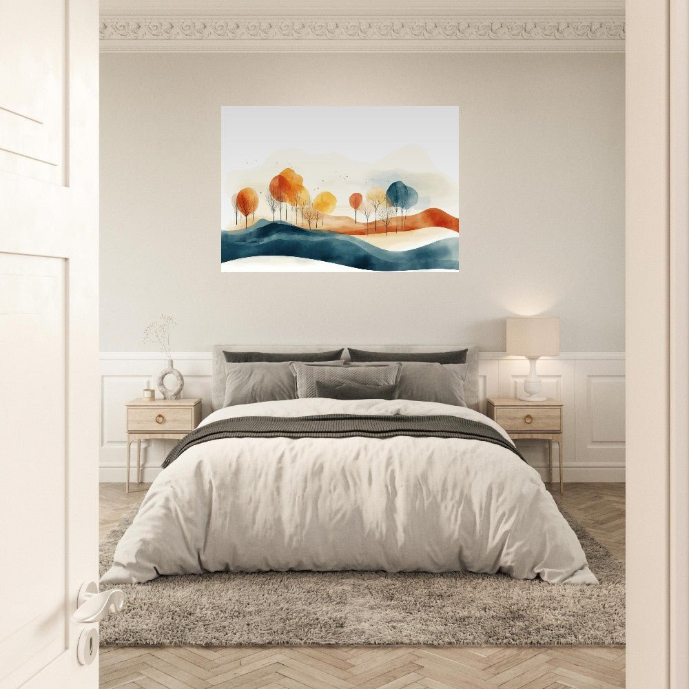 Curvy pattern autumn landscape poster - Sillystroke