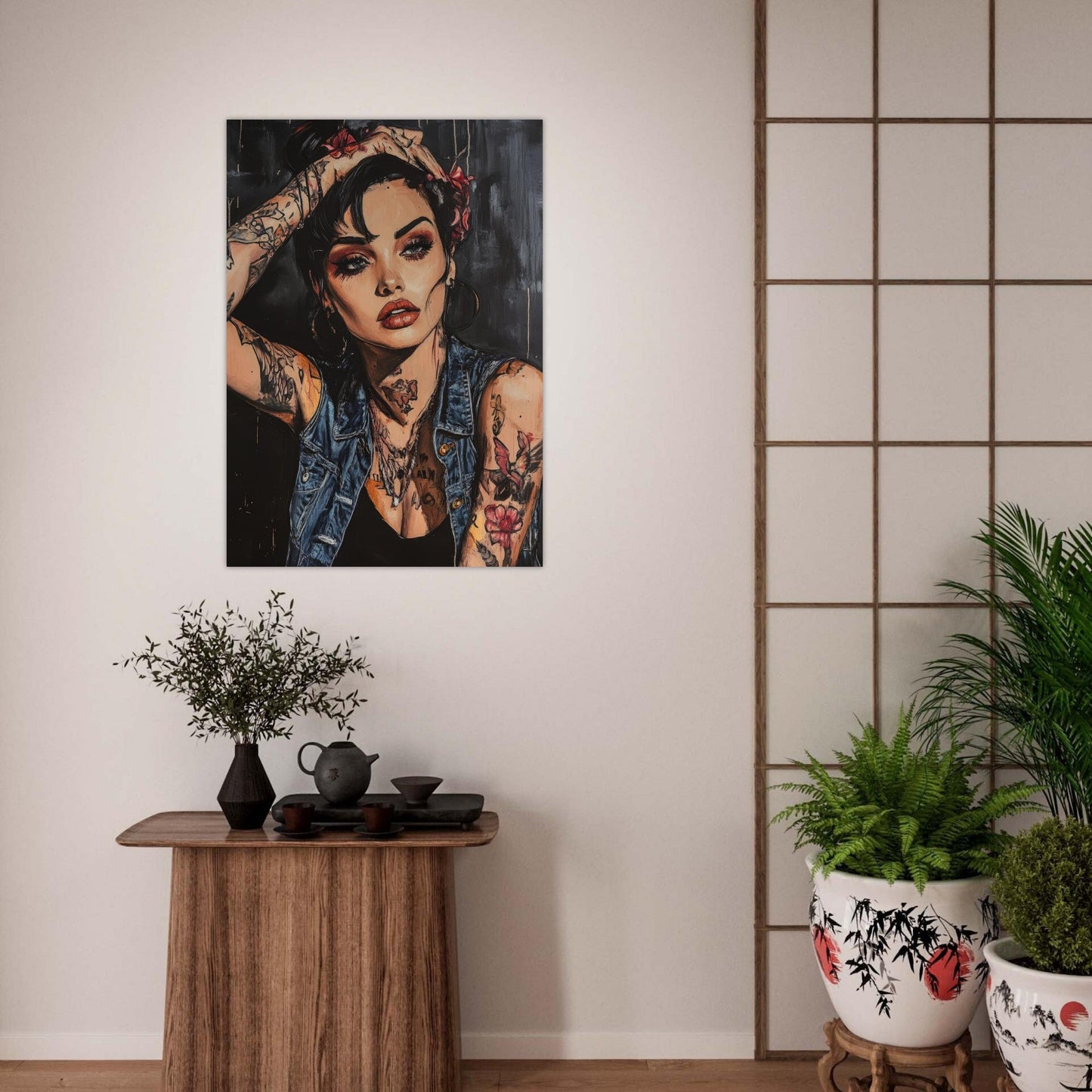 Denim tattooed woman poster - Sillystroke