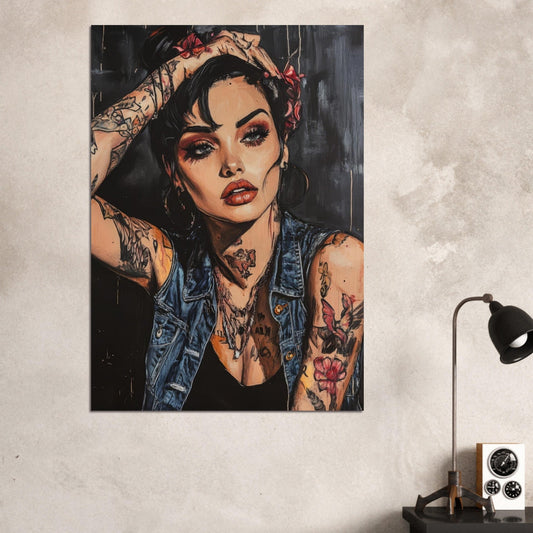 Denim tattooed woman poster - Sillystroke