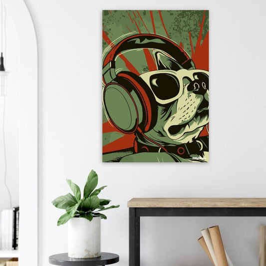 Dog with headphones poster - Sillystroke