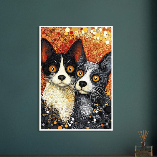 Dot art cats poster - Sillystroke