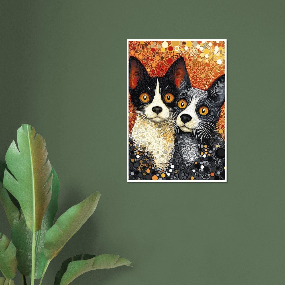 Dot art cats poster - Sillystroke