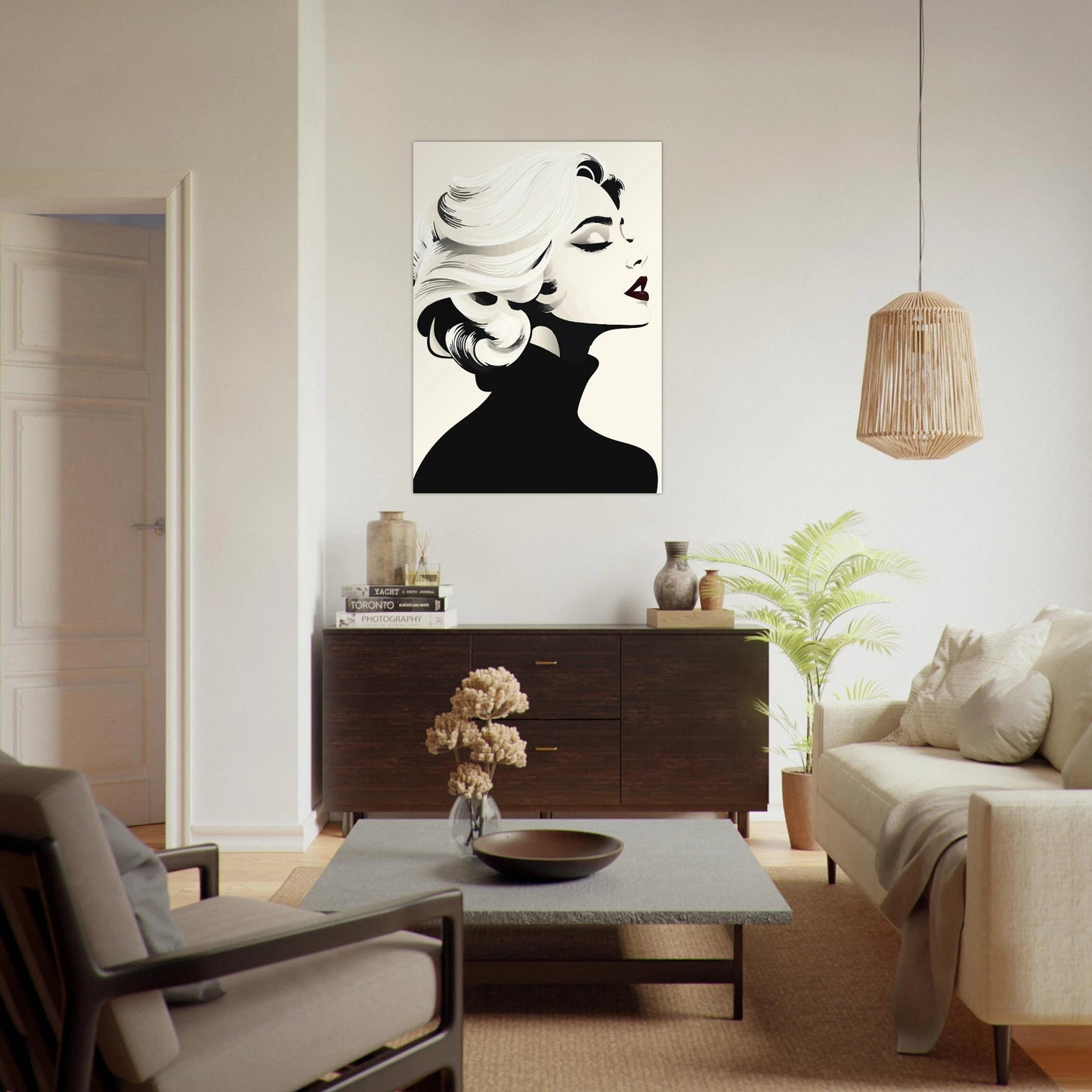 Elegant black and white illustrated woman poster - Sillystroke