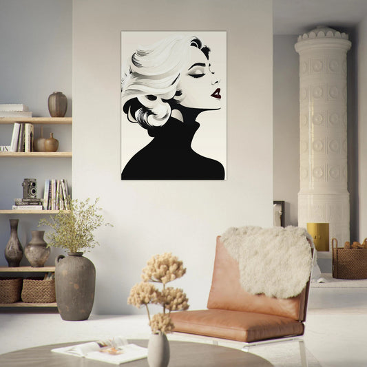 Elegant black and white illustrated woman poster - Sillystroke