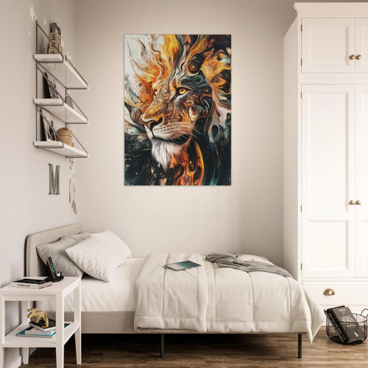 Fiery abstract lion poster - Sillystroke