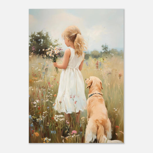 Girl with a Golden Retriever poster - Sillystroke