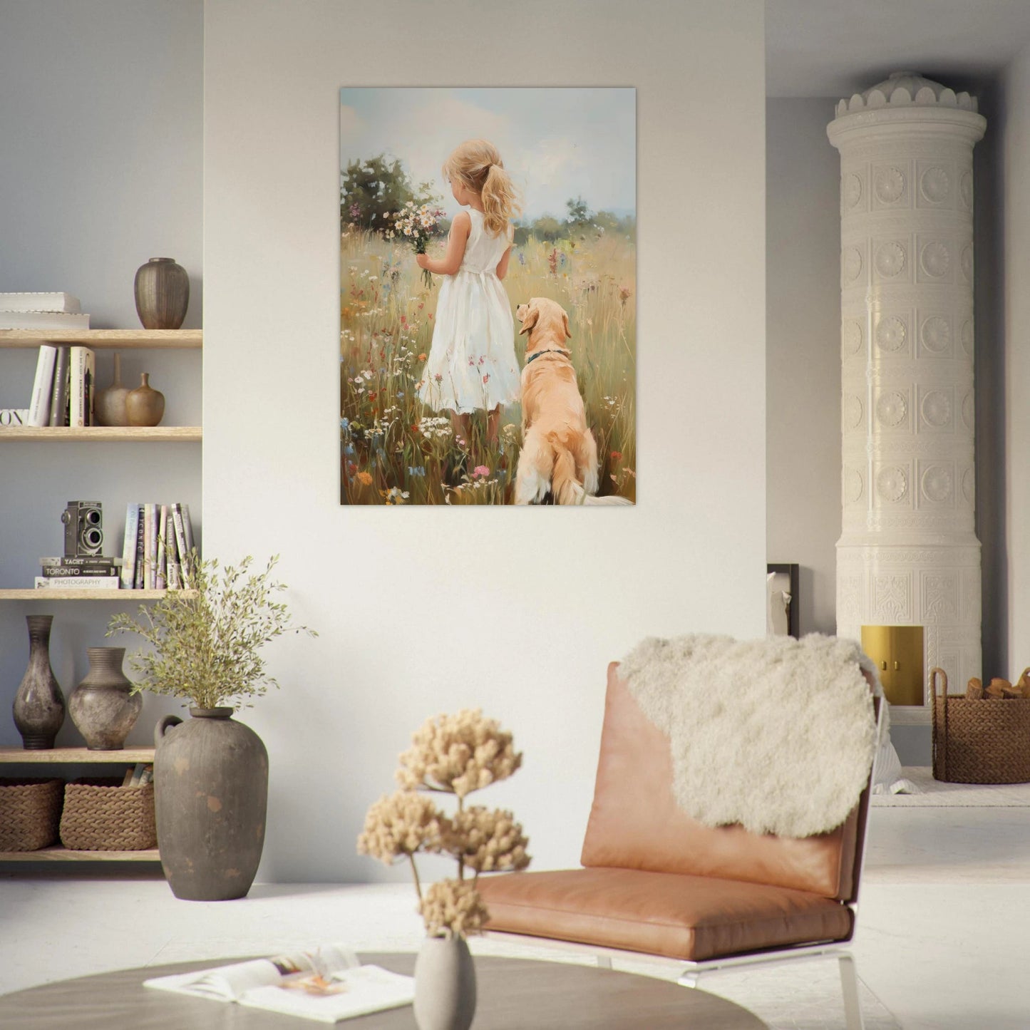 Girl with a Golden Retriever poster - Sillystroke