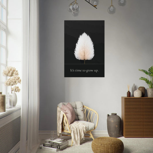 'It's Time to Grow Up' white tree illustration poster - Sillystroke
