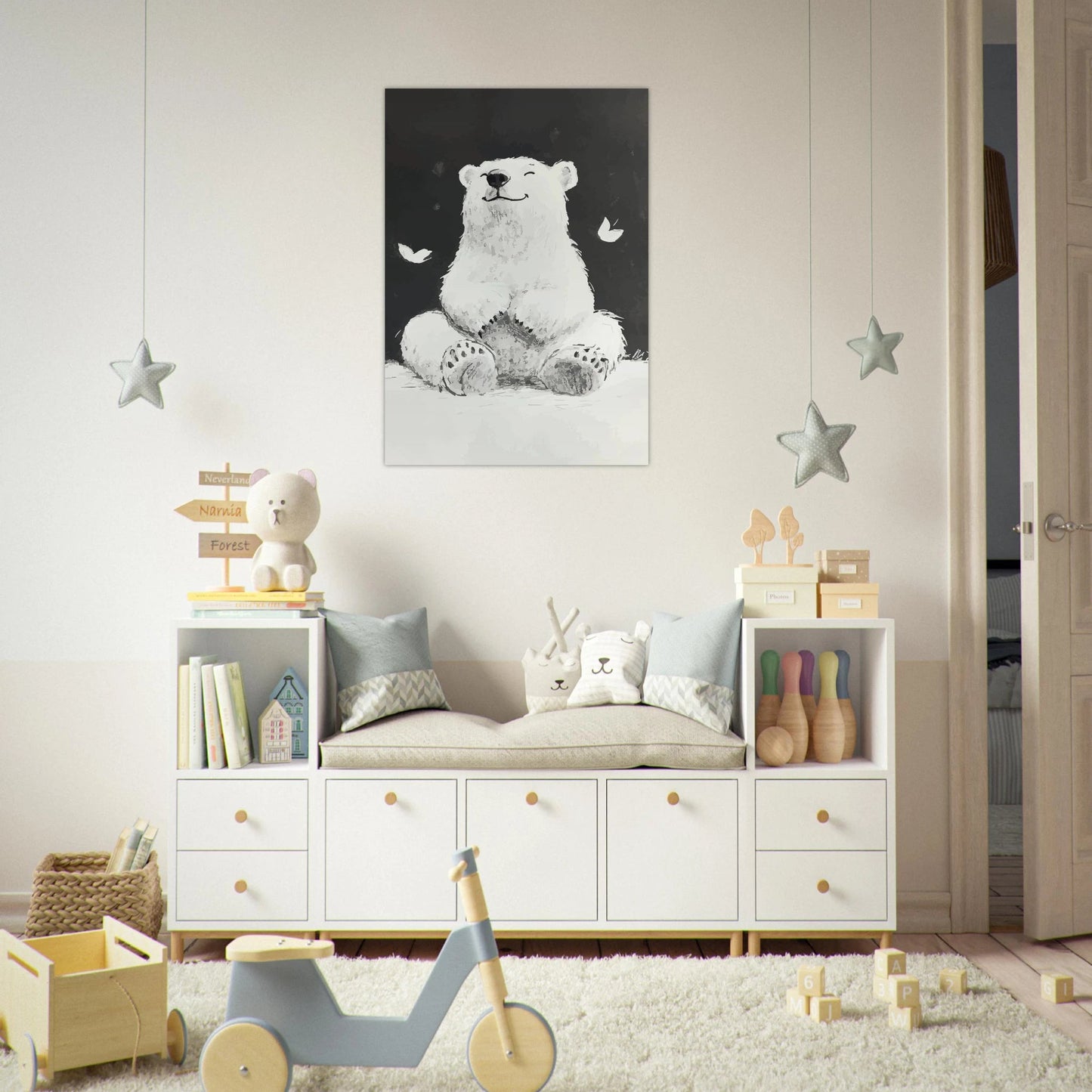 Joyful life bear illustration poster - Sillystroke