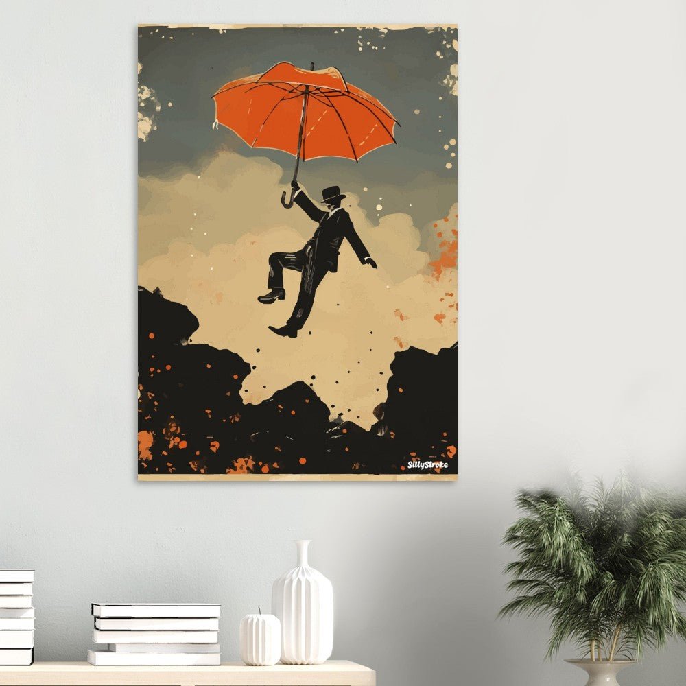 Man with umbrella poster - Sillystroke
