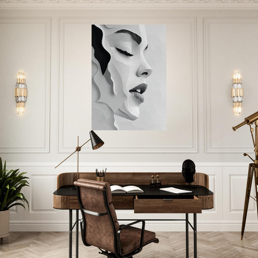 Modern black and white illustrated woman poster - Sillystroke