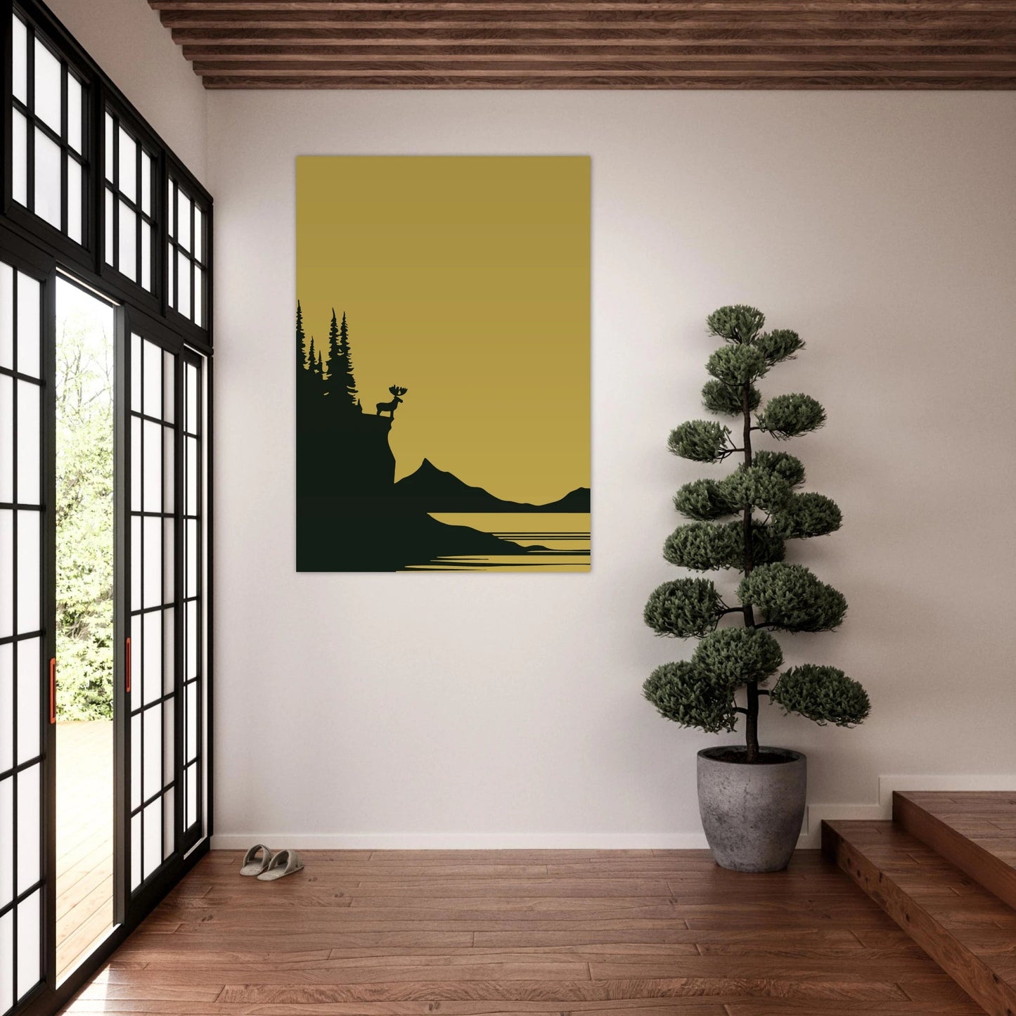 Moose silhouette landscape poster - Sillystroke