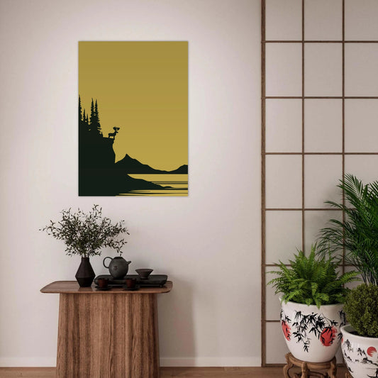 Moose silhouette landscape poster - Sillystroke
