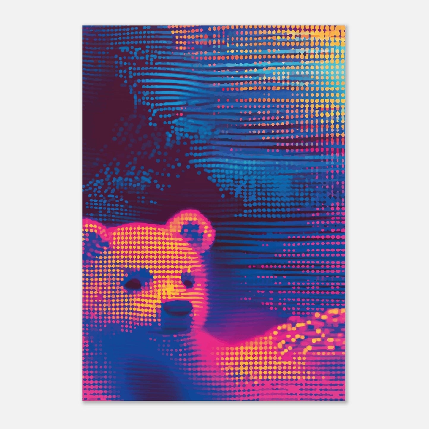 Neon dot bear poster - Sillystroke