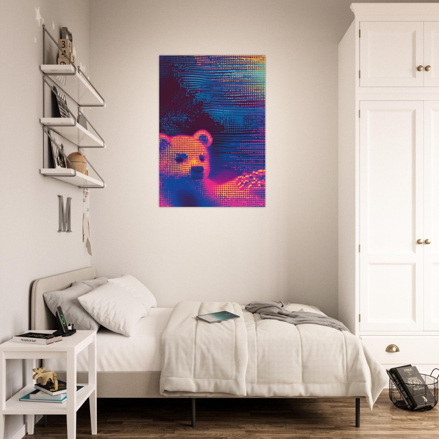Neon dot bear poster - Sillystroke